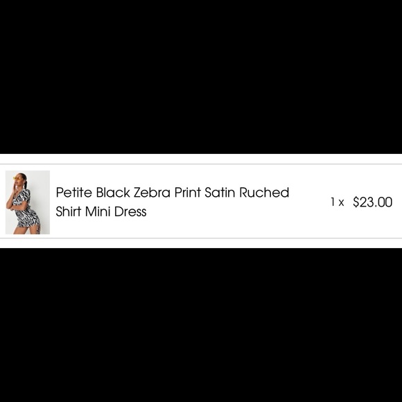 PETITE Black Zebra Print Satin Ruched Shirt Dress - Picture 3 of 4